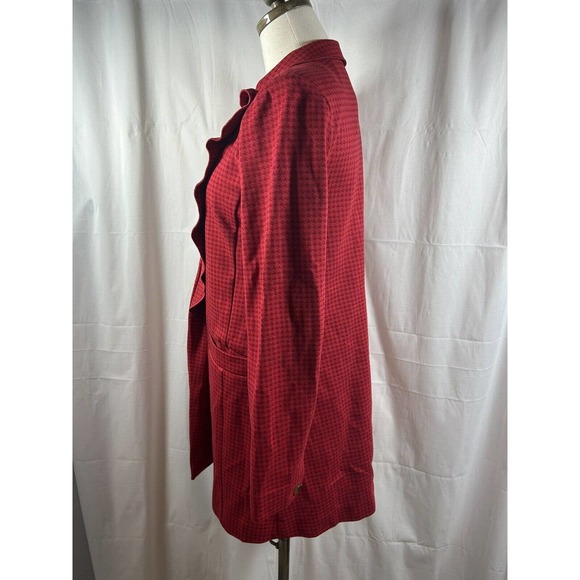 Cabi Celebration Jacket Coat Red Houndstooth Ruffle Size S Small - Picture 4 of 10